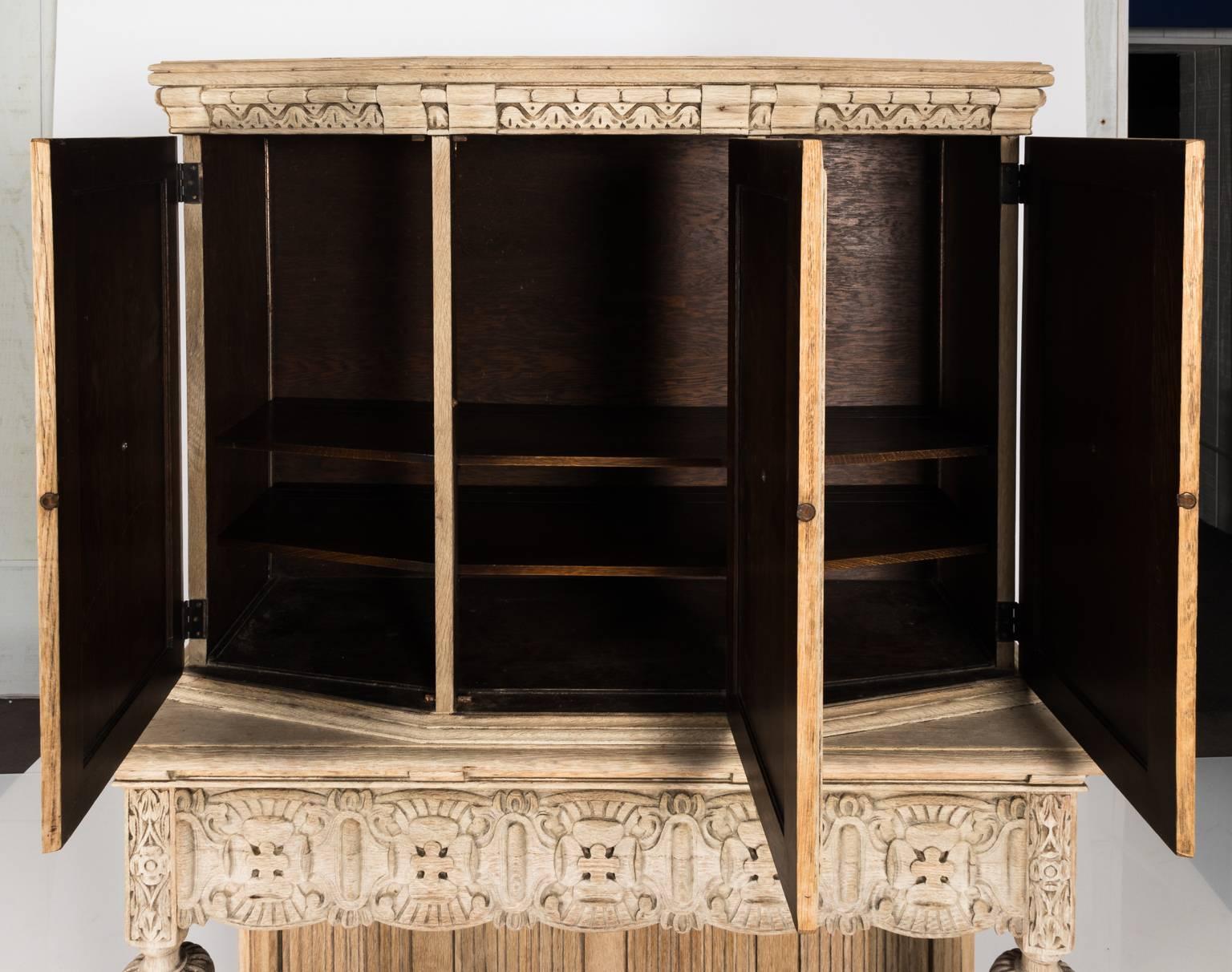 Tudor Style Carved Oak Cupboard, circa 1900 2