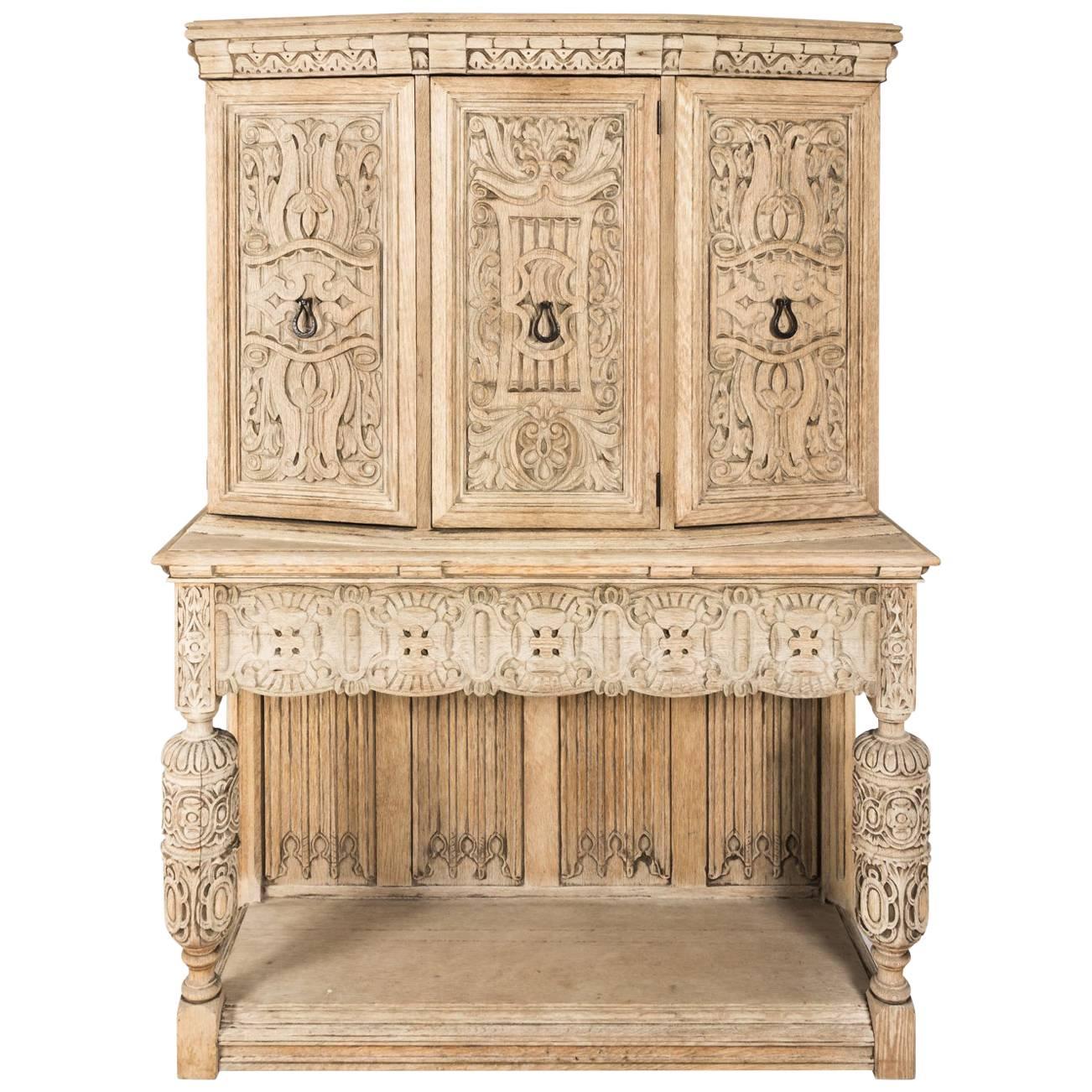 Tudor Style Carved Oak Cupboard, circa 1900