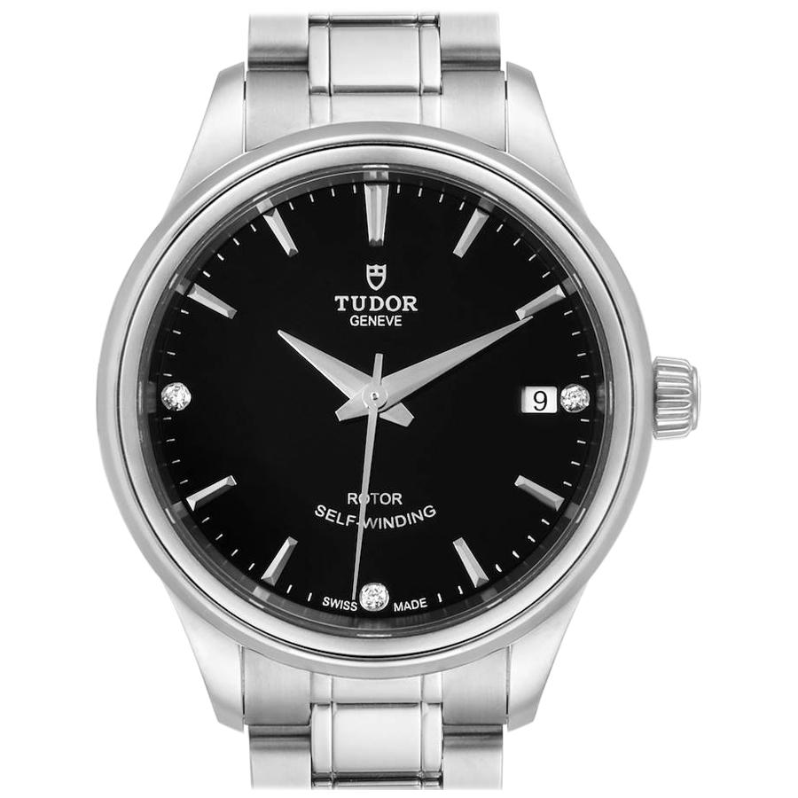 Tudor Style Date Black Dial Diamond Steel Ladies Watch M12300 Unworn For Sale