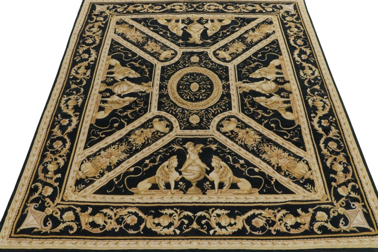 Rug and Kilim's Tudor Style Flatweave Rug in Black, Gold and White ...