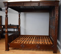 Tudor Style Mahogany Super King Size Four Poster Bed