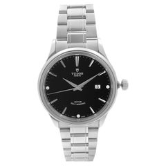Tudor Style Stainless Steel Black Diamond Dial Automatic Mens Watch M12700-0004
