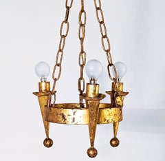 Tudor style. Wrought iron chandelier by Ferro Art, Spain, 1940s