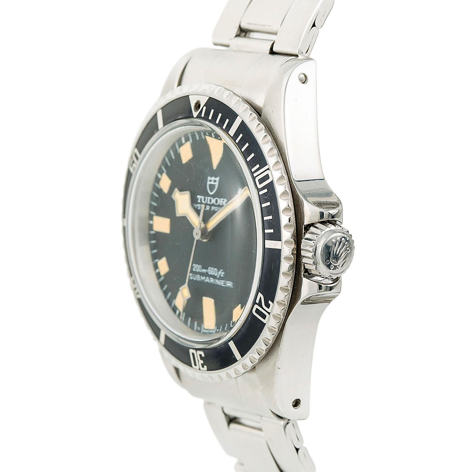 Contemporary Tudor Submariner 94010 Men’s Automatic Vintage Watch Black Dial SS For Sale