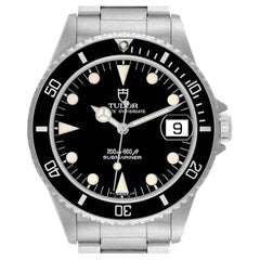 Tudor Submariner Prince Date Black Dial Steel Mens Watch 75090