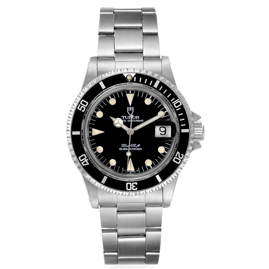Tudor Submariner Prince Oysterdate Black Dial Steel Mens Watch 76100. Automatic self-winding movement. Three-body, polished and brushed case 40 mm in diameter, screw-down Rolex crown and case back engraved with Original Oyster Case By Rolex, Geneva,