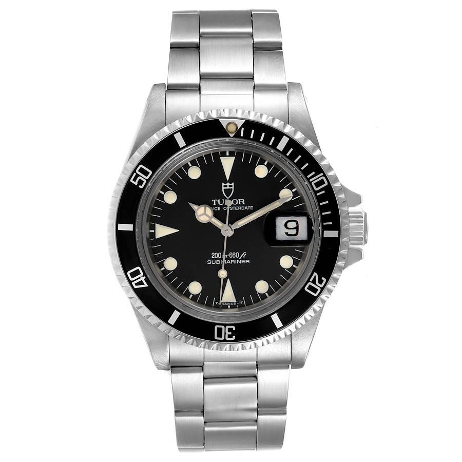 Tudor Submariner Prince Oysterdate Black Dial Steel Mens Watch 79090 Papers. Automatic self-winding movement. Caliber 2824-2, rhodium-plated, oeil-de-perdrix decoration, 25 jewels, straight-line lever escapement, monometallic balance, shock