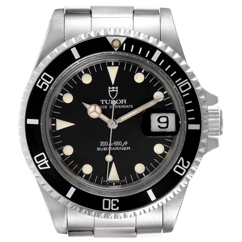 Tudor Submariner Prince Oysterdate Black Dial Steel Mens Watch 79090 Papers For Sale
