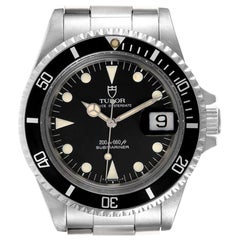 Tudor Submariner Prince Oysterdate Black Dial Steel Mens Watch 79090 Papers
