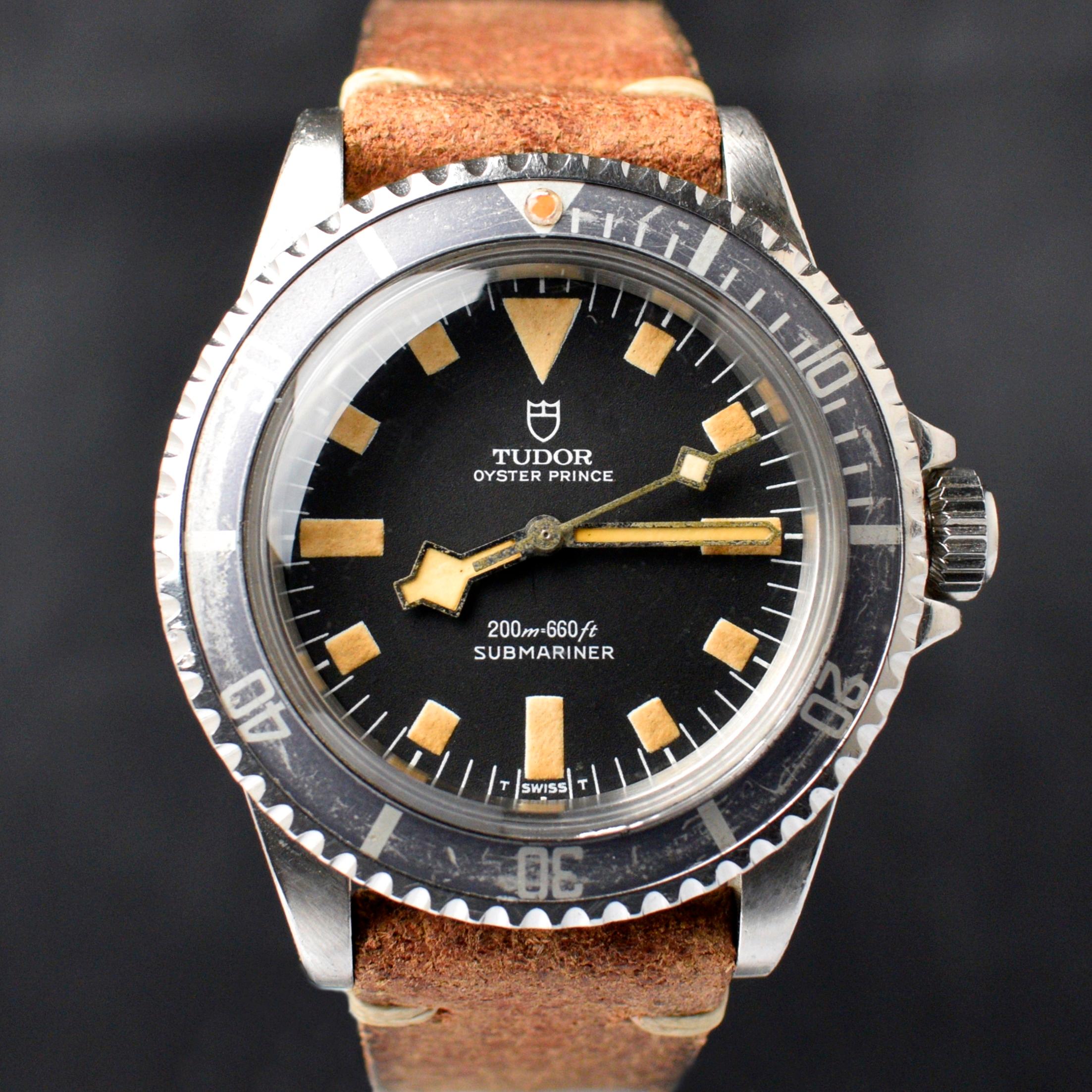 Tudor Submariner Schneeflocken-Automatikuhr mit schwarzem Zifferblatt 94010 aus Stahl, 1980 im Zustand „Gut“ in Central & Western District, HK