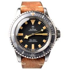 Tudor Submariner Schneeflocken-Automatikuhr mit schwarzem Zifferblatt 94010 aus Stahl, 1980
