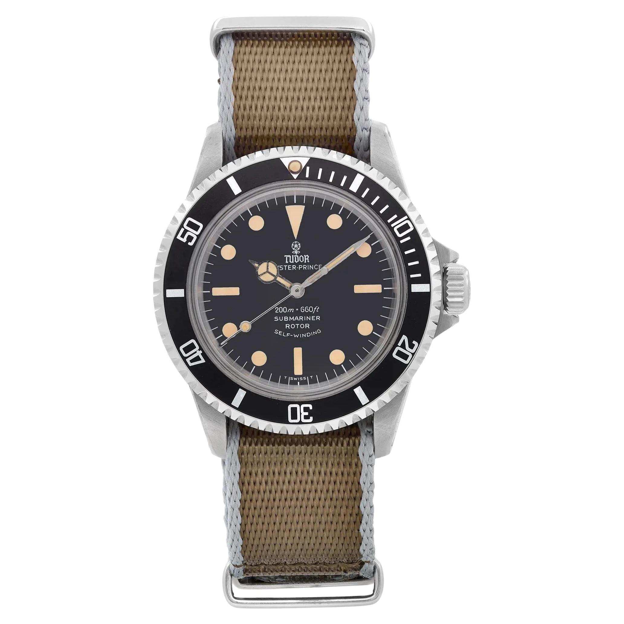 Tudor Submariner Steel Custom Black Dial Mens Watch 7016/0