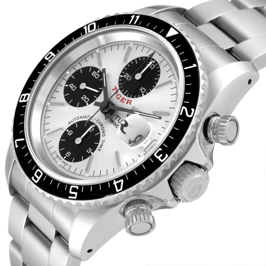 Tudor Tiger Prince Date Chrono Stahl Silber Zifferblatt Herrenuhr 79270 Ungetragen NOS im Angebot 2