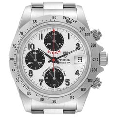 Tudor Tiger Prince White Dial Chronograph Steel Mens Watch 79280 Papers