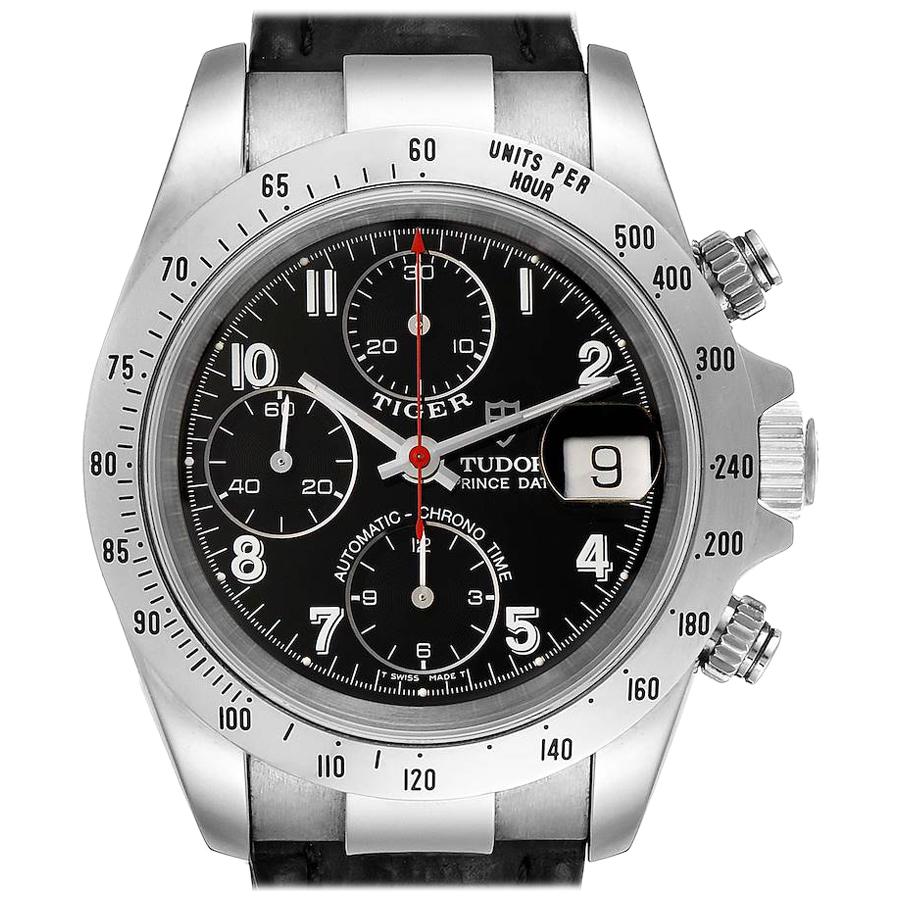 Tudor Tiger Woods Chronograph Black Dial Steel Men’s Watch 79280 Papers For Sale