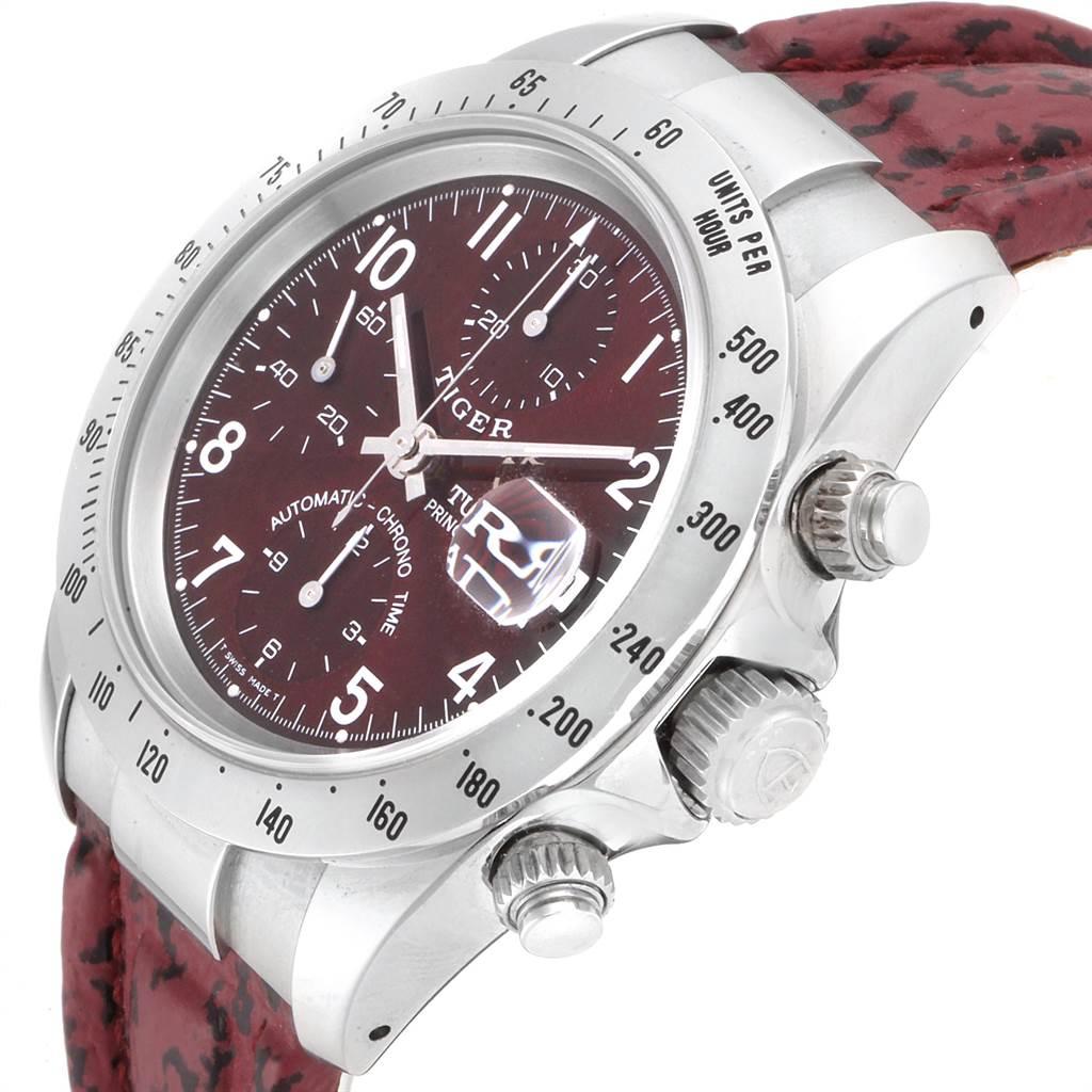 Tudor Tiger Woods Chronograph Burgundy Dial Steel Men's Watch 79280P In Excellent Condition For Sale In Atlanta, GA