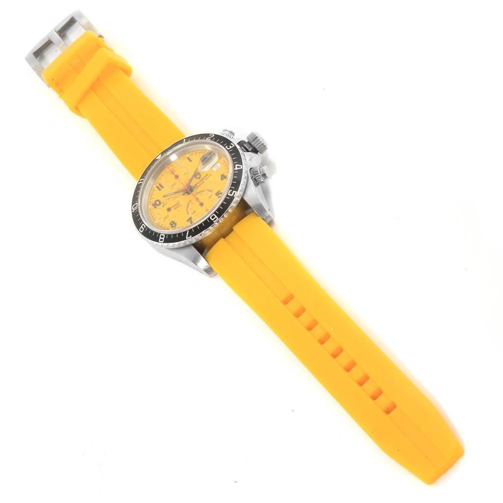 Tudor Tiger Woods Prince Date Yellow Dial Leather Strap Men's Watch 79270 For Sale 4