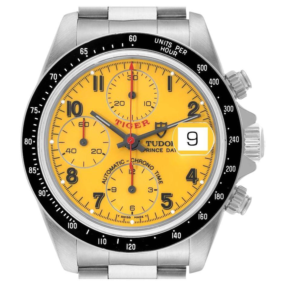 Tudor Tiger Woods Prince Yellow Dial Steel Watch 79260 Box Papers For Sale