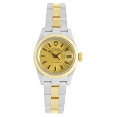 Tudor „Princess Oysterdate“ 25 mm, zweifarbig aus Edelstahl und mit Goldlünette