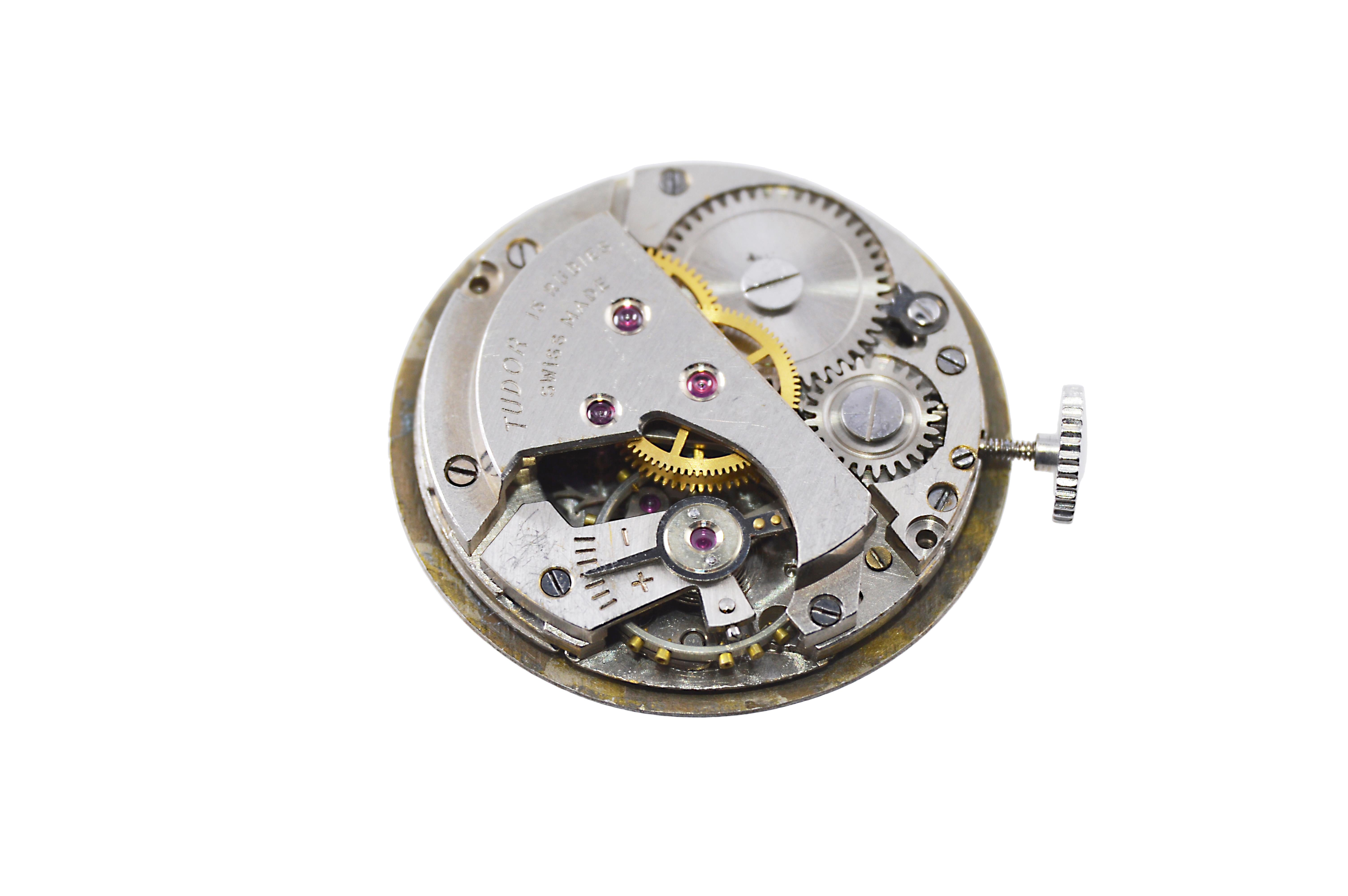 Tudor Watch Company by Rolex Nickel Cushion Shaped Watch circa 1940's For Sale 5