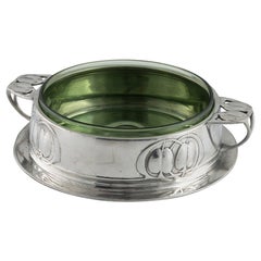 Tudric Pewter Butter Dish with Glass Liner c1905