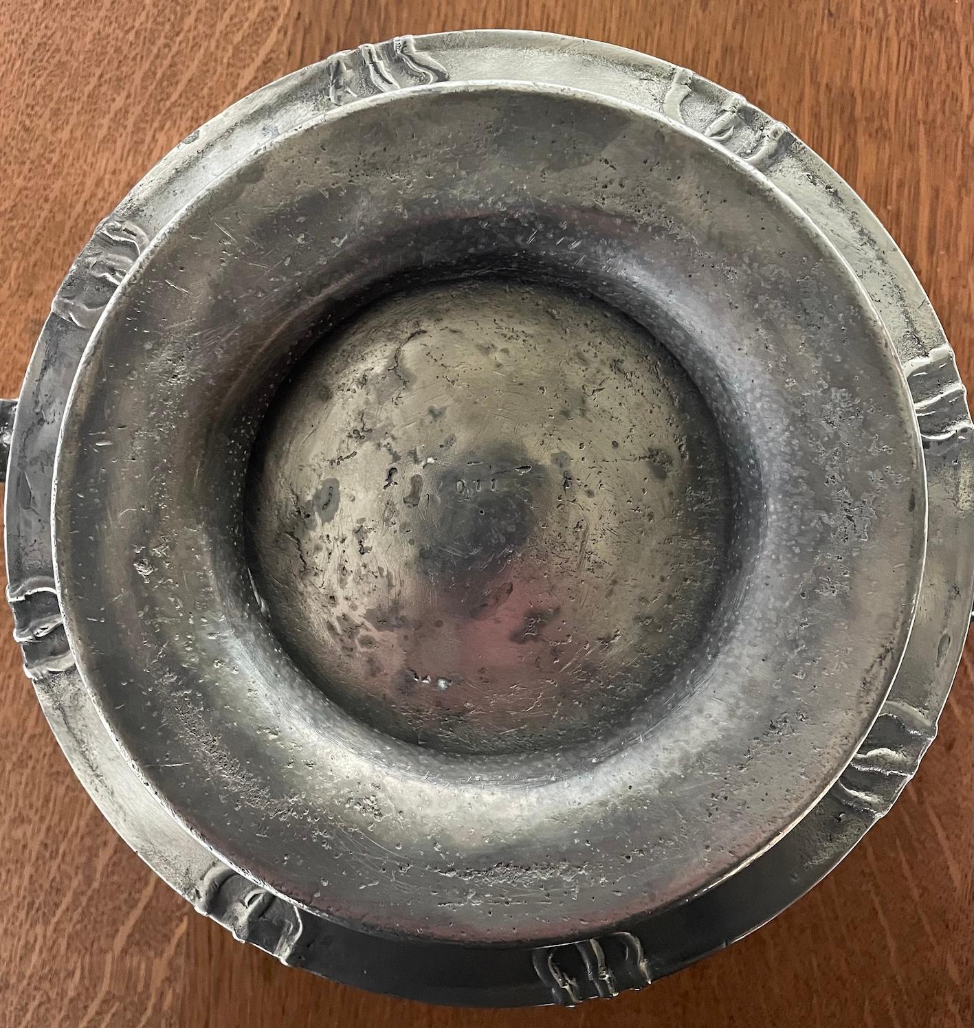 'Tudric' Pewter Rose Bowl With Motto By David Veasey For Liberty & Co In Good Condition In Petworth, GB
