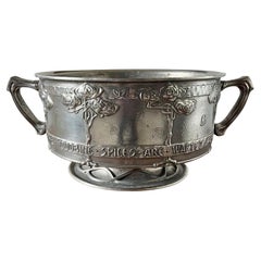 Antique 'Tudric' Pewter Rose Bowl With Motto By David Veasey For Liberty & Co