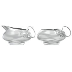 Tudric Pewter Sugar and Creamer Designed by Archibold Knox for Liberty of London