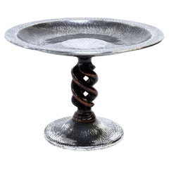 Tudric Pewter Tazza with Barley-Twist Walnut Stem