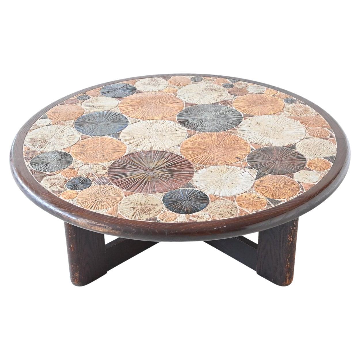Tue Poulsen Ceramic and Oak Coffee Table Haslev Denmark 1963