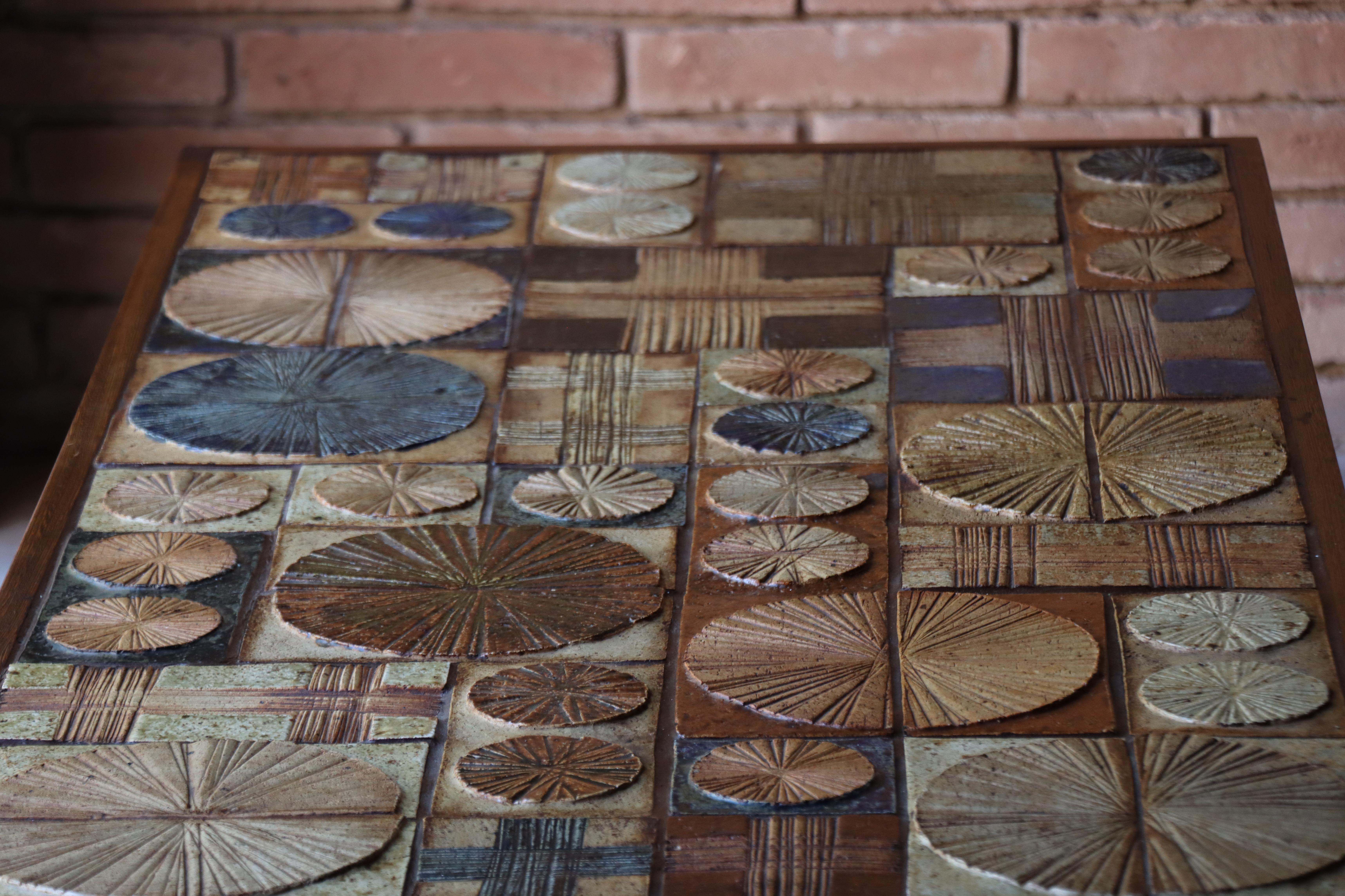 Table basse en carreaux de céramique Tue Poulsen en wengé, modernité danoise, années 1960 en vente 2