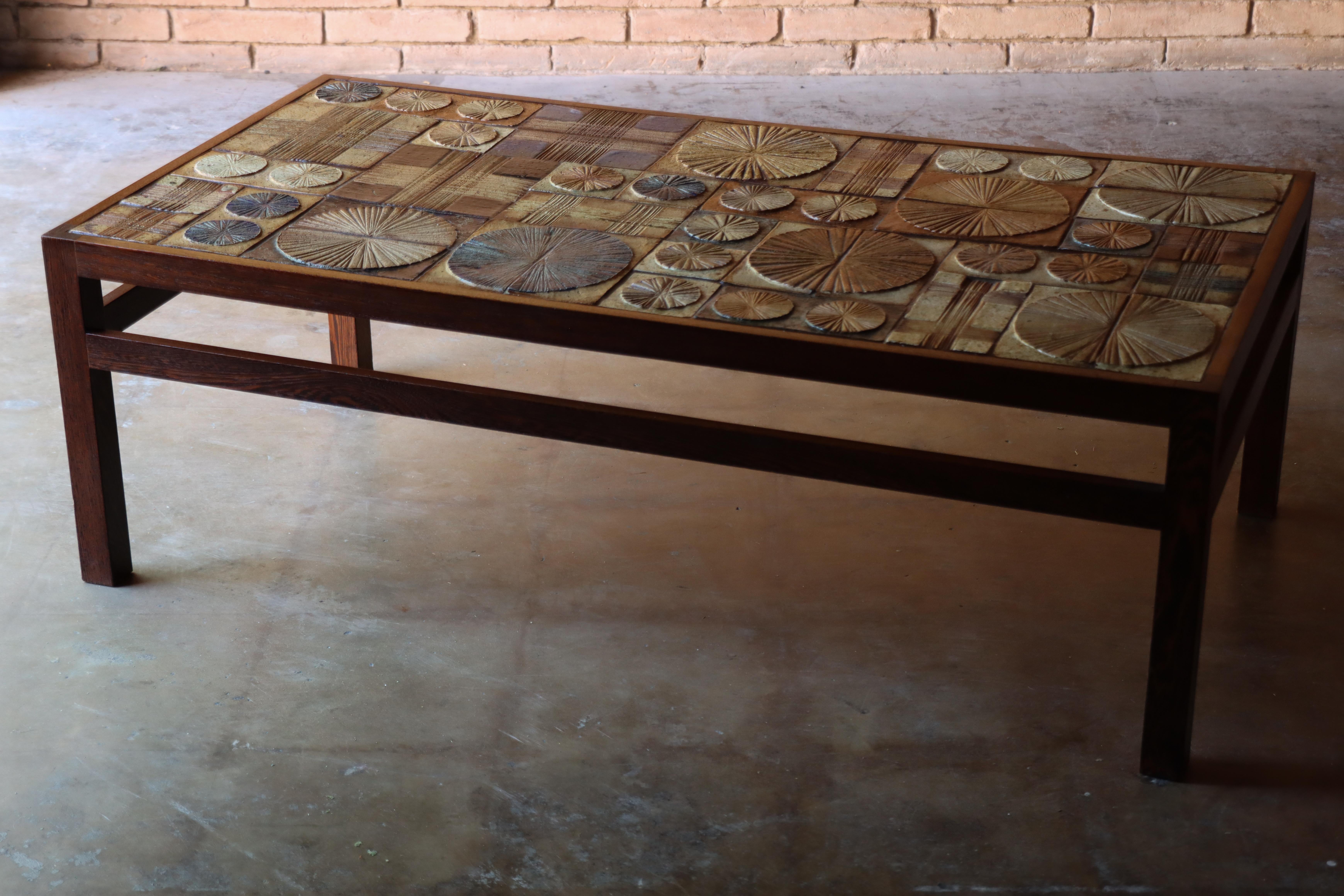 Table basse en carreaux de céramique Tue Poulsen en wengé, modernité danoise, années 1960 Bon état - En vente à Round Rock, TX