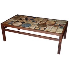 Table basse en carreaux de céramique Tue Poulsen en wengé, modernité danoise, années 1960