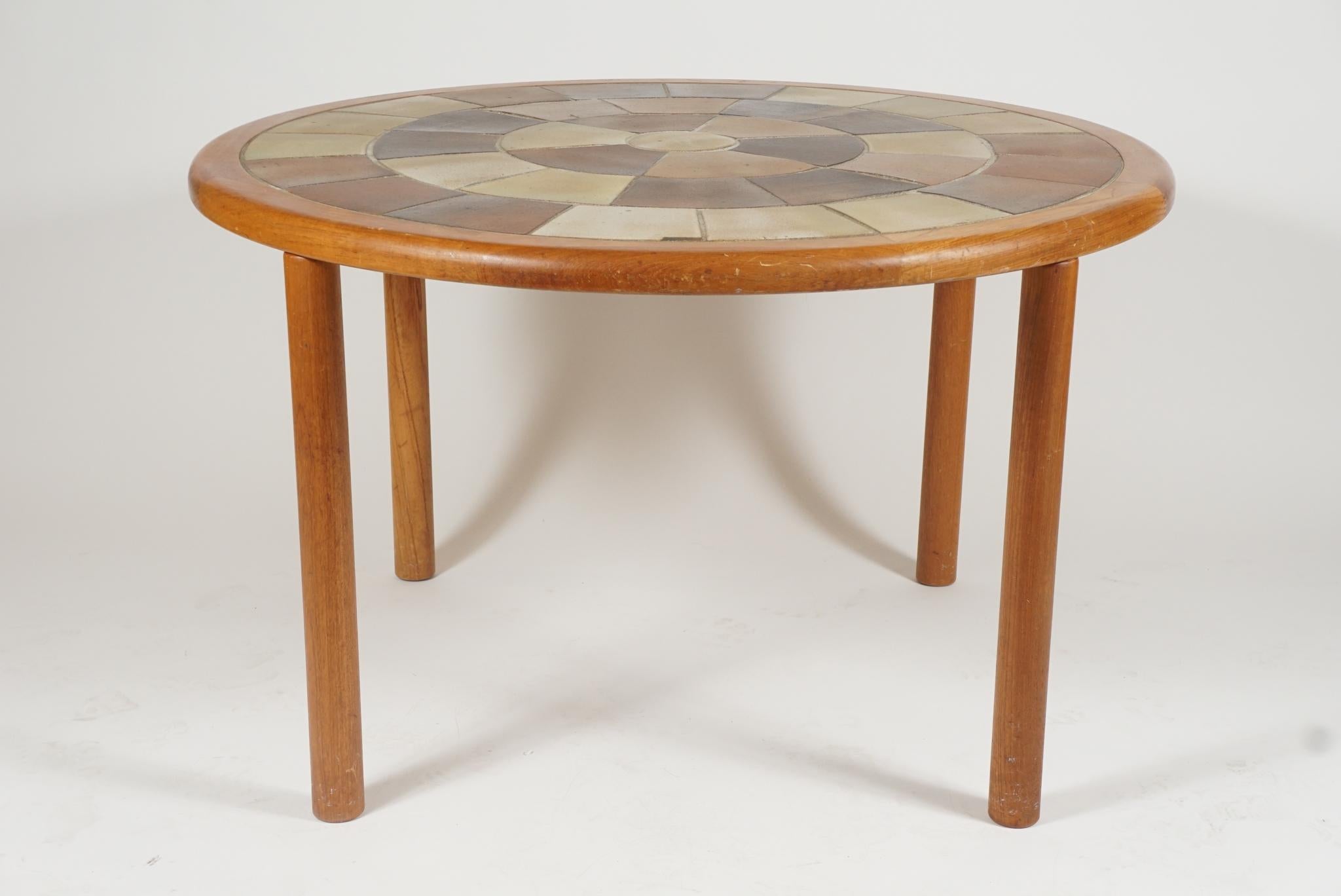 Scandinavian Modern Tue Poulsen Ceramic Tile Dining/ Dinette or Game Table by Haslev Teak Frame