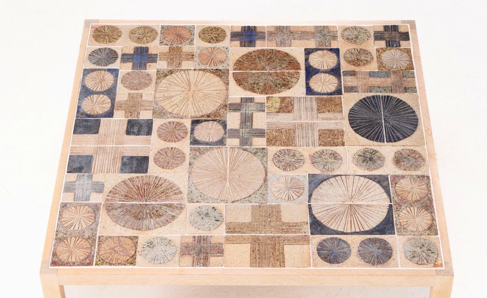 Danish Tue Poulsen Ceramic Tiles Coffee Table by Master Cabinetmaker Willy Beck