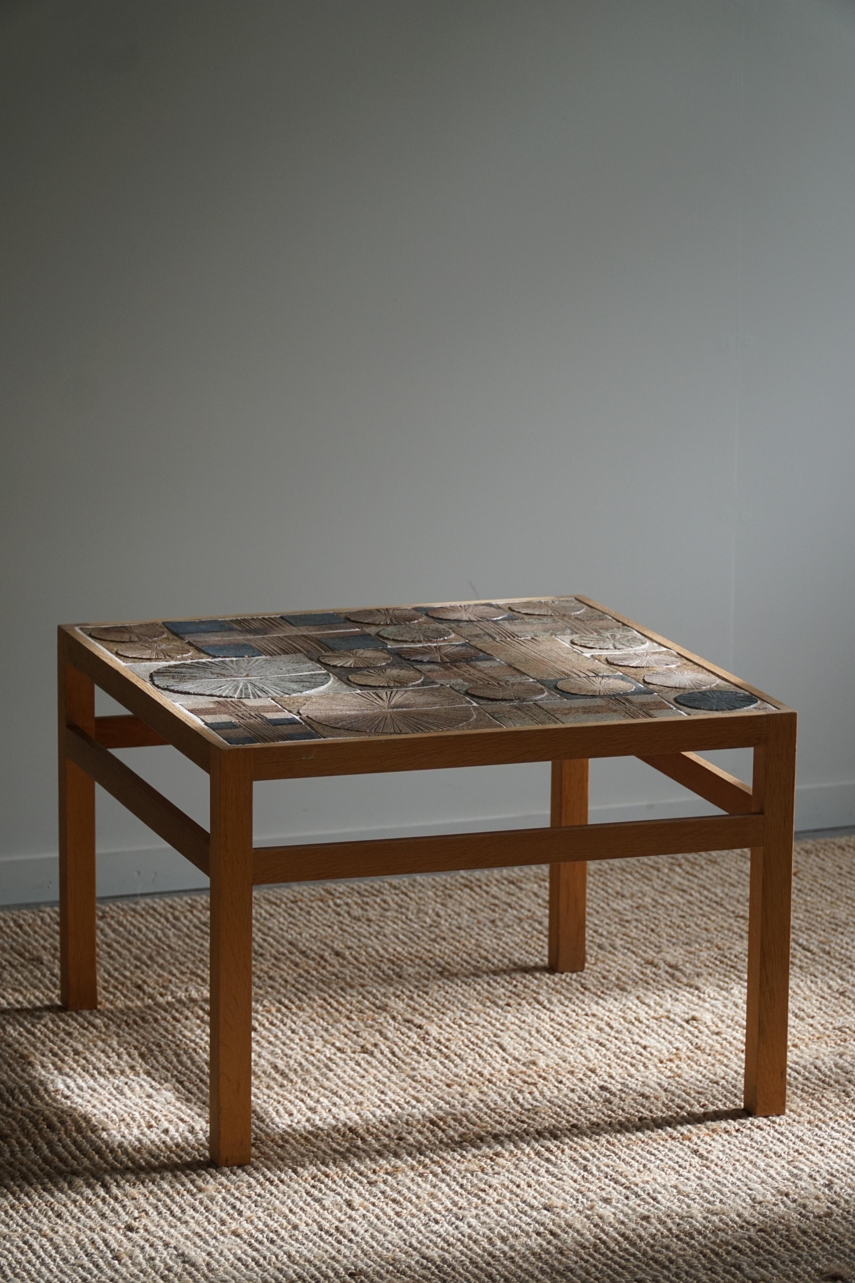 Mid-Century Modern Tue Poulsen, Coffee Table in Oak & Ceramic Tiles, Danish Modern, 1960s For Sale