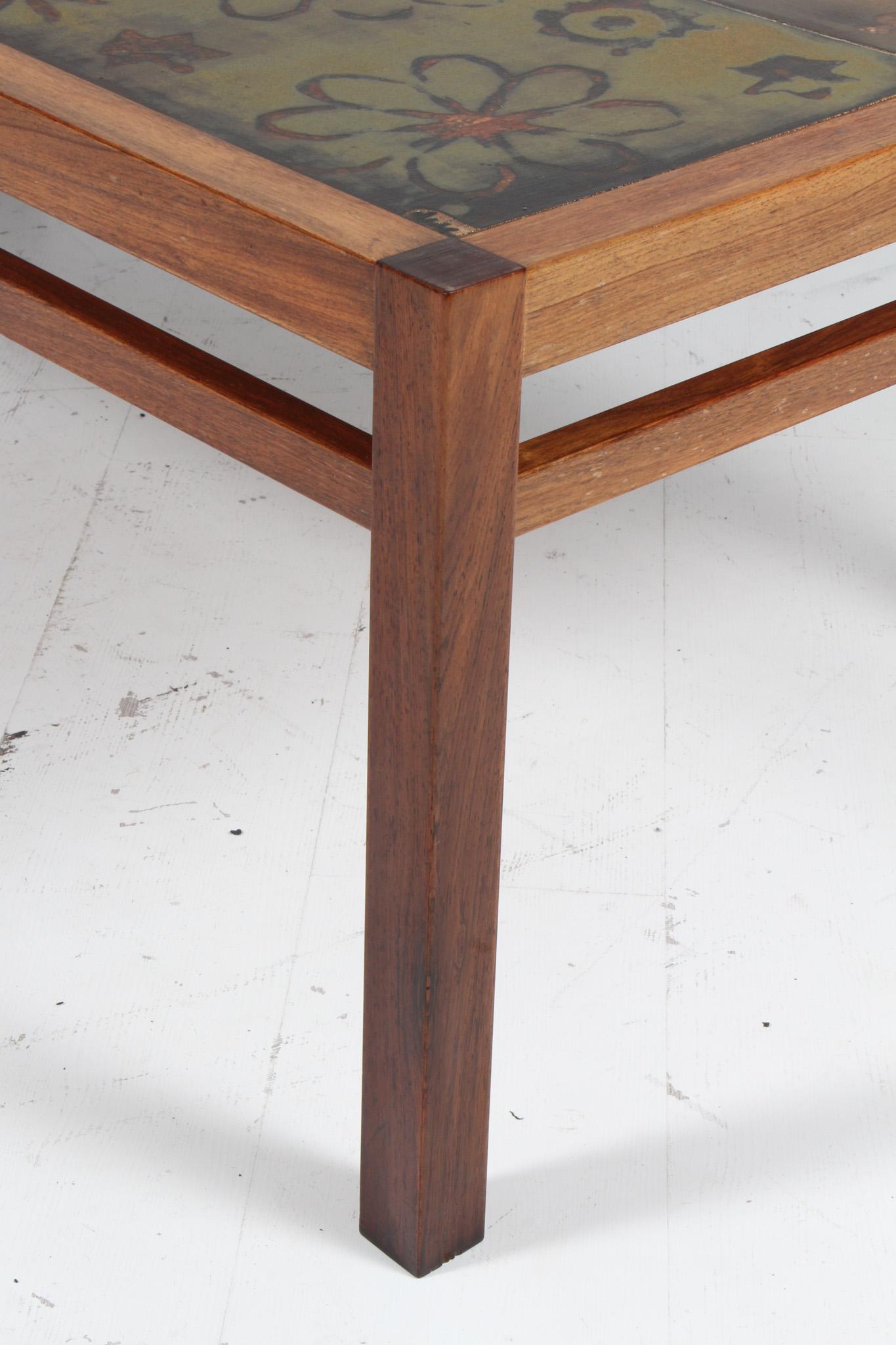 Grès Table basse Tue Poulsen en bois de rose et carreaux de grès, Danemark, années 1970 en vente