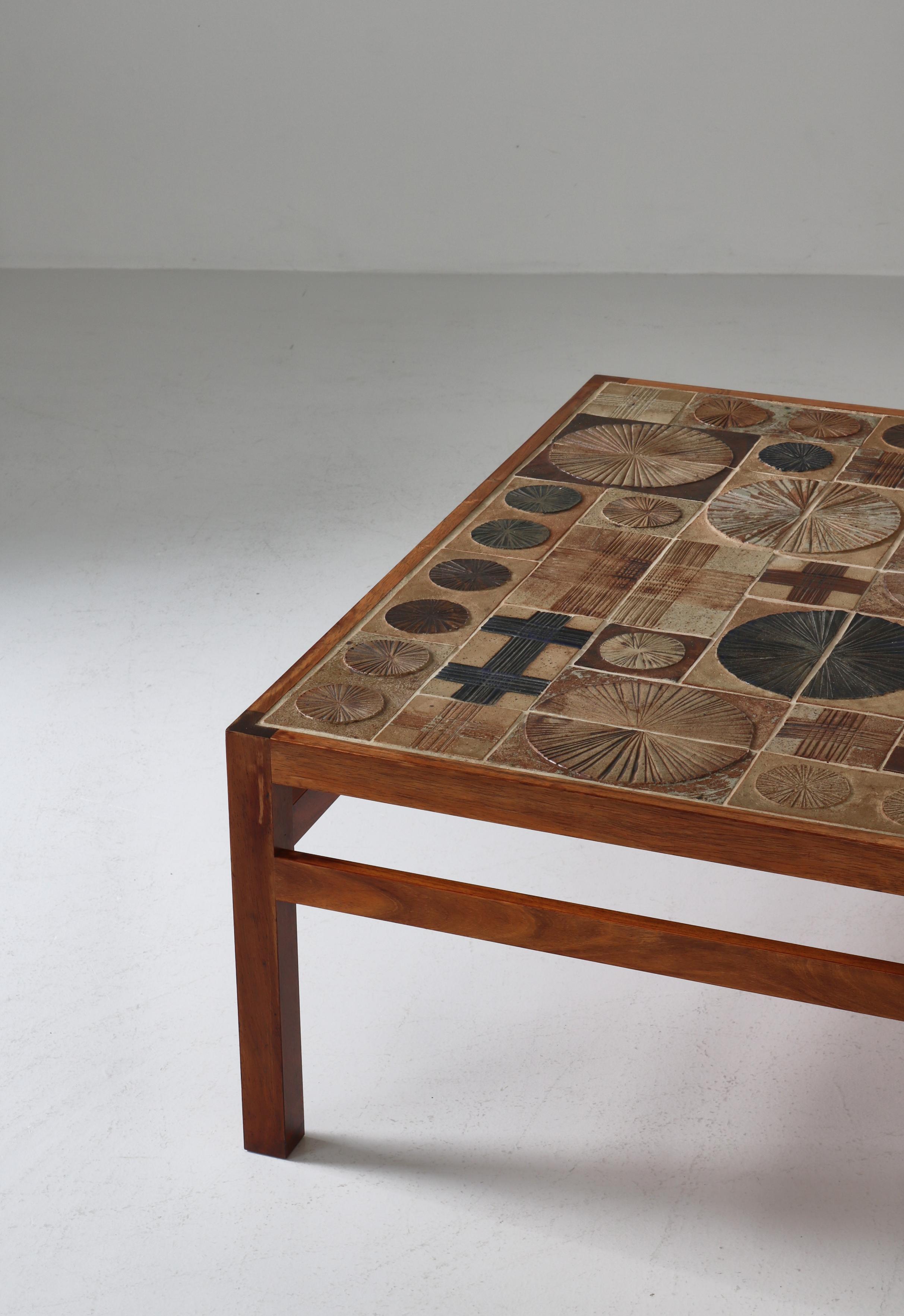 Tue Poulsen Coffee Table in Rosewood & Ceramic Tiles, Denmark, 1960s 4