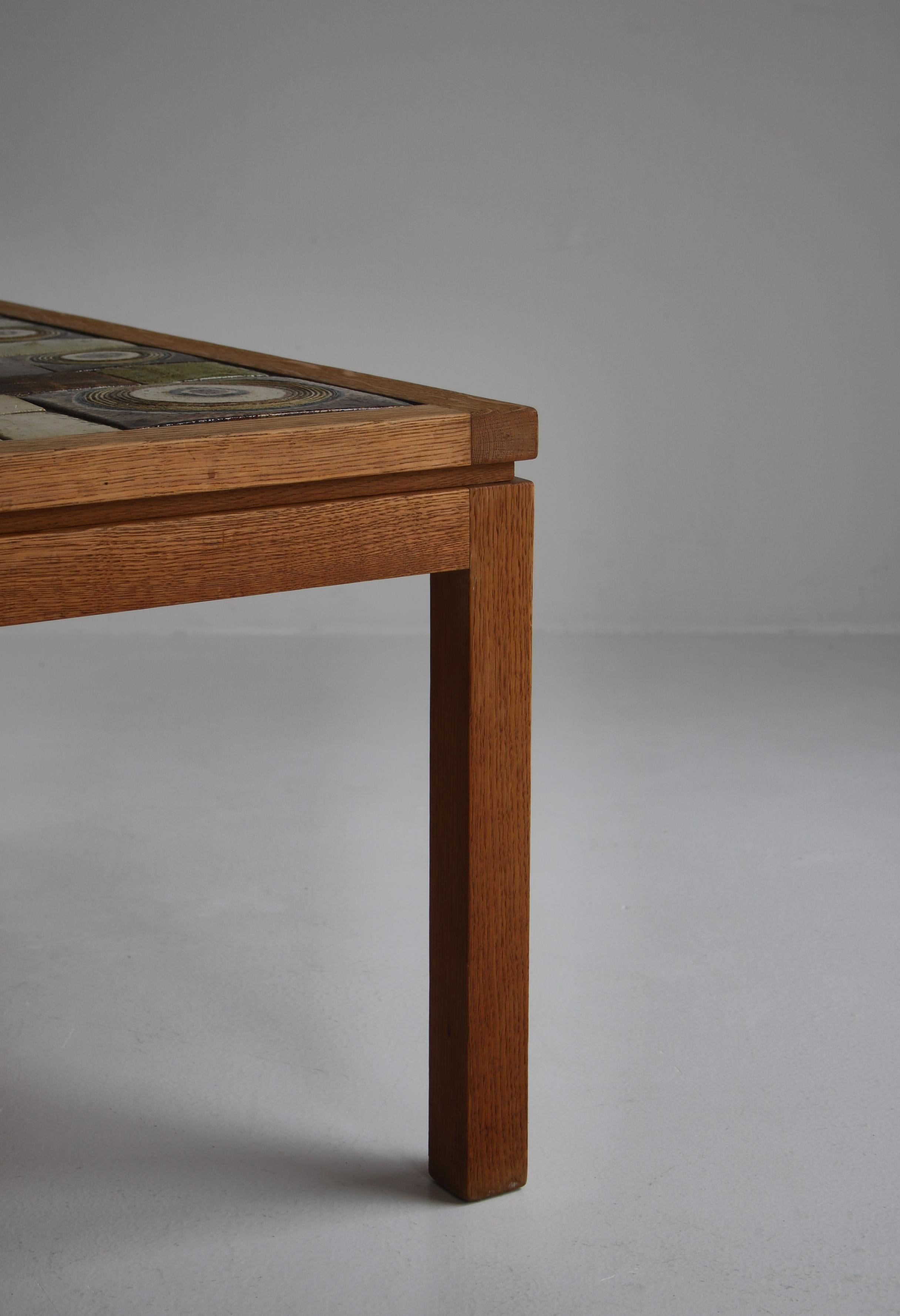 Tue Poulsen Coffee Table in Solid Oak with Ceramic Tiles, Denmark, 1960s 5