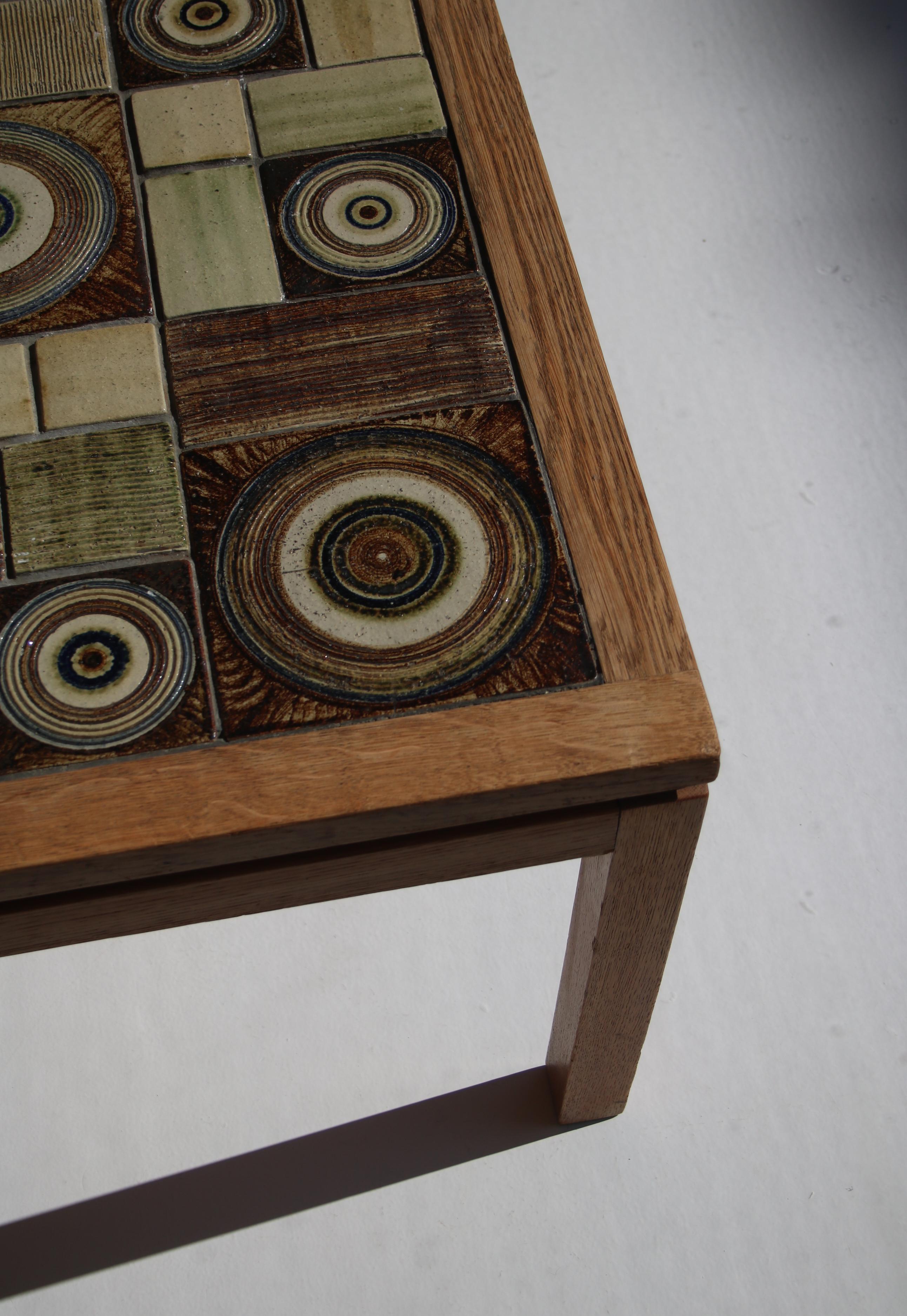 Tue Poulsen Coffee Table in Solid Oak with Ceramic Tiles, Denmark, 1960s 9
