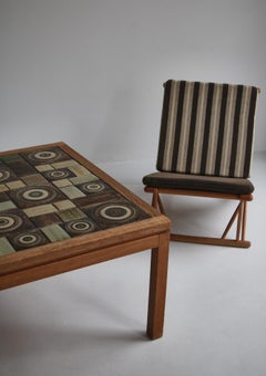 Tue Poulsen Coffee Table in Solid Oak with Ceramic Tiles, Denmark, 1960s