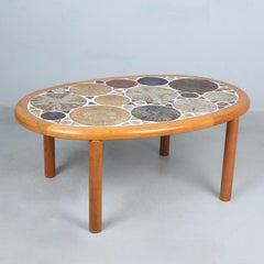 Tue Poulsen coffee table teak ceramic by Haslev Mobelsnedkeri Denmark 1960