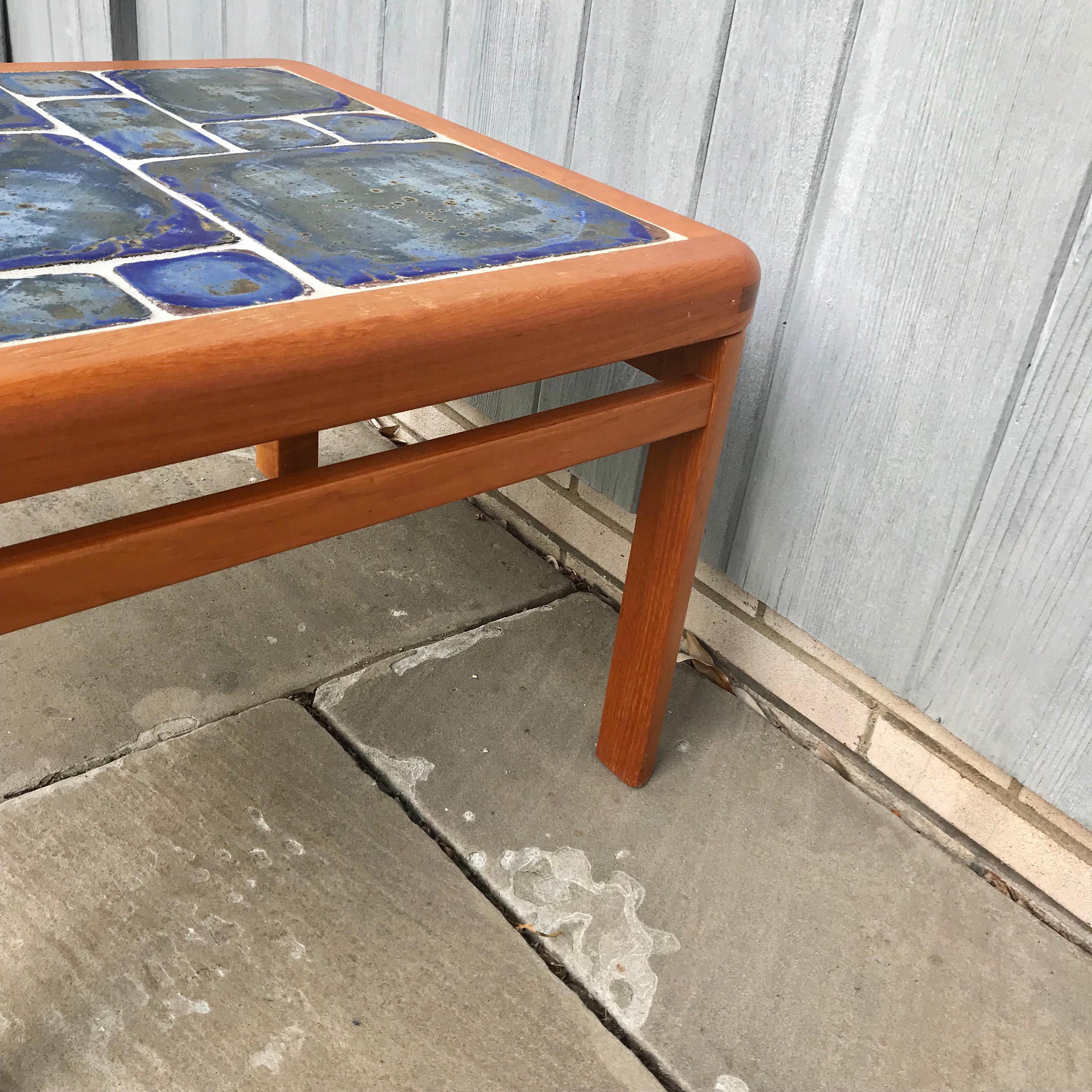 Tue Poulsen Danish Modern Hand Painted Tile Coffee Table In Good Condition In Brooklyn, NY