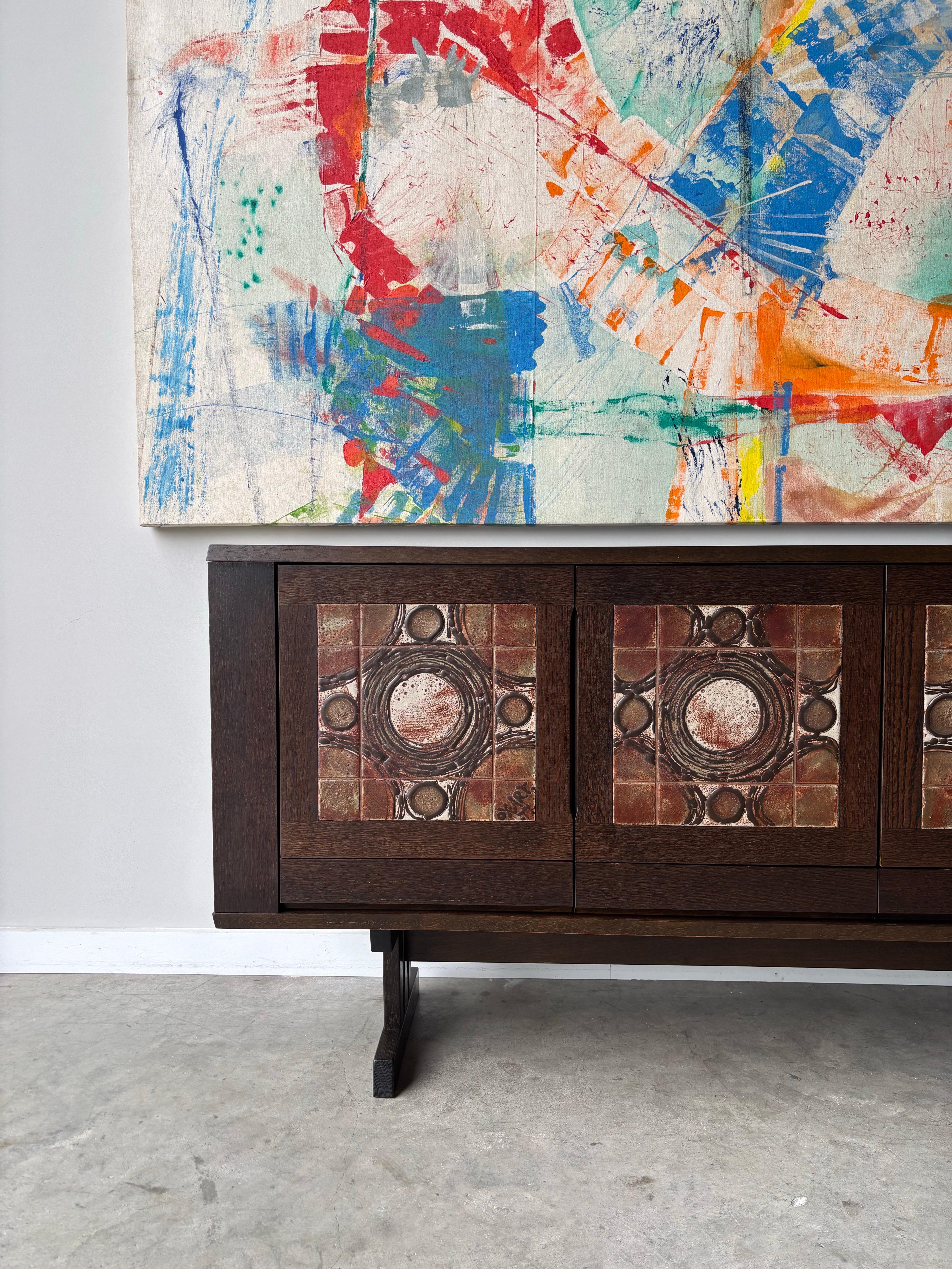Tue Poulsen Danish Modern Oak Credenza, 1970s In Good Condition For Sale In Raleigh, NC