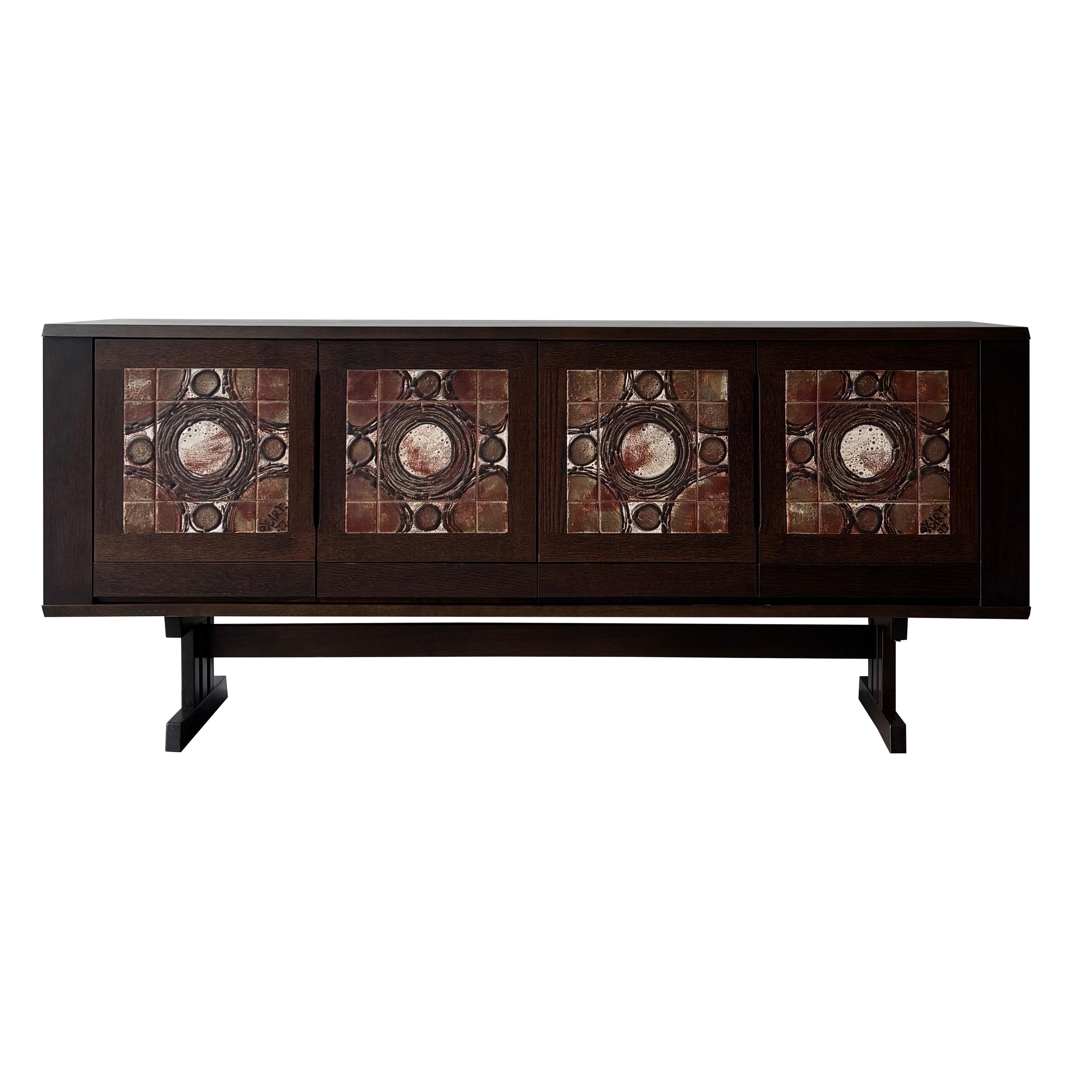 Tue Poulsen Danish Modern Oak Credenza, 1970s For Sale
