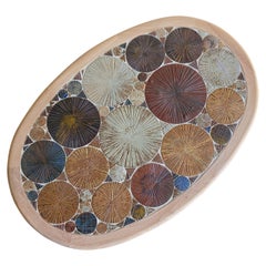 Tue Poulsen Danish Modern Teak and Handmade Ceramic Coffee Table, Artist Signed