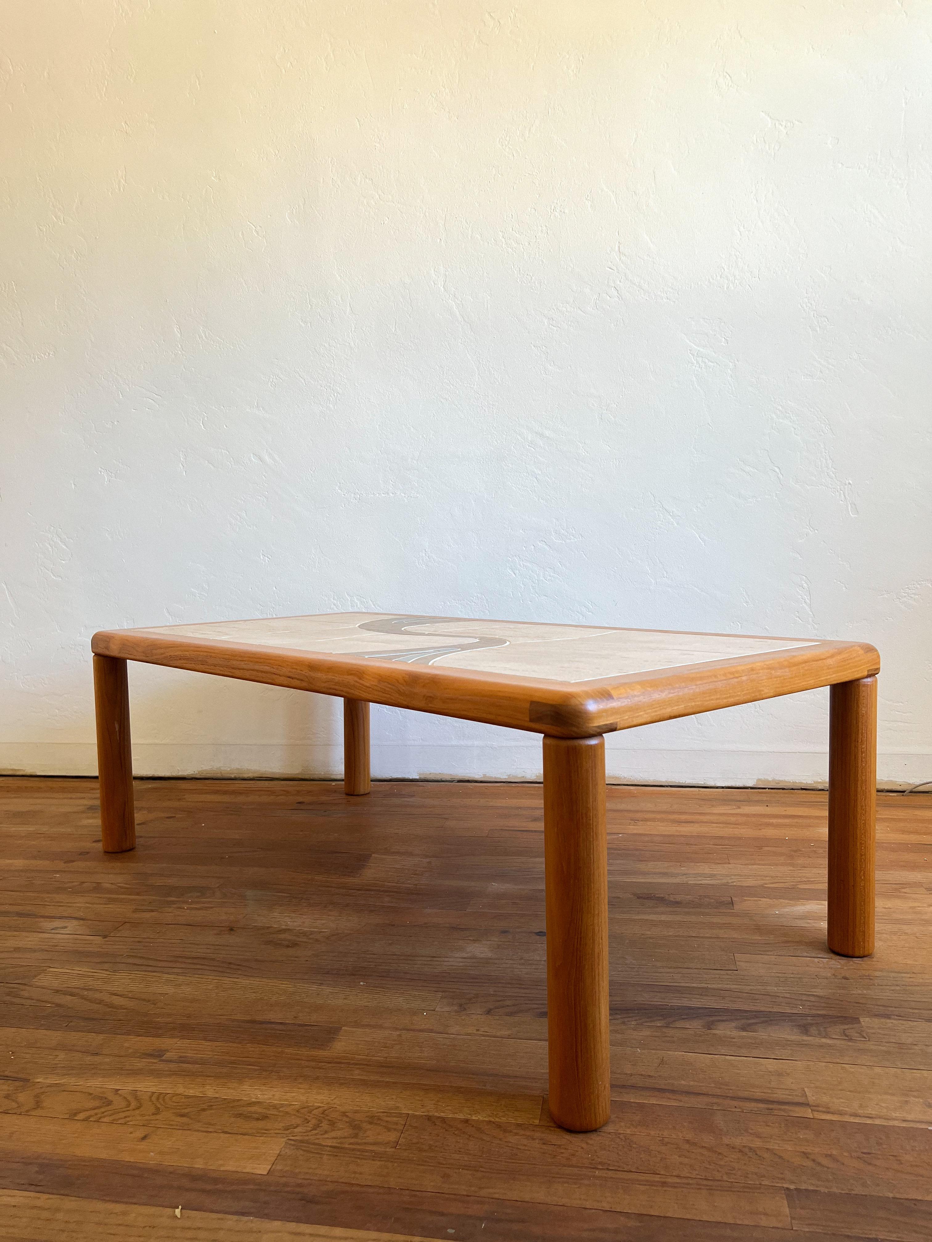 Tue Poulsen for Haslev Møbelsnedkeri, Ceramic Tiled Teak Coffee Table In Good Condition For Sale In La Mesa, CA