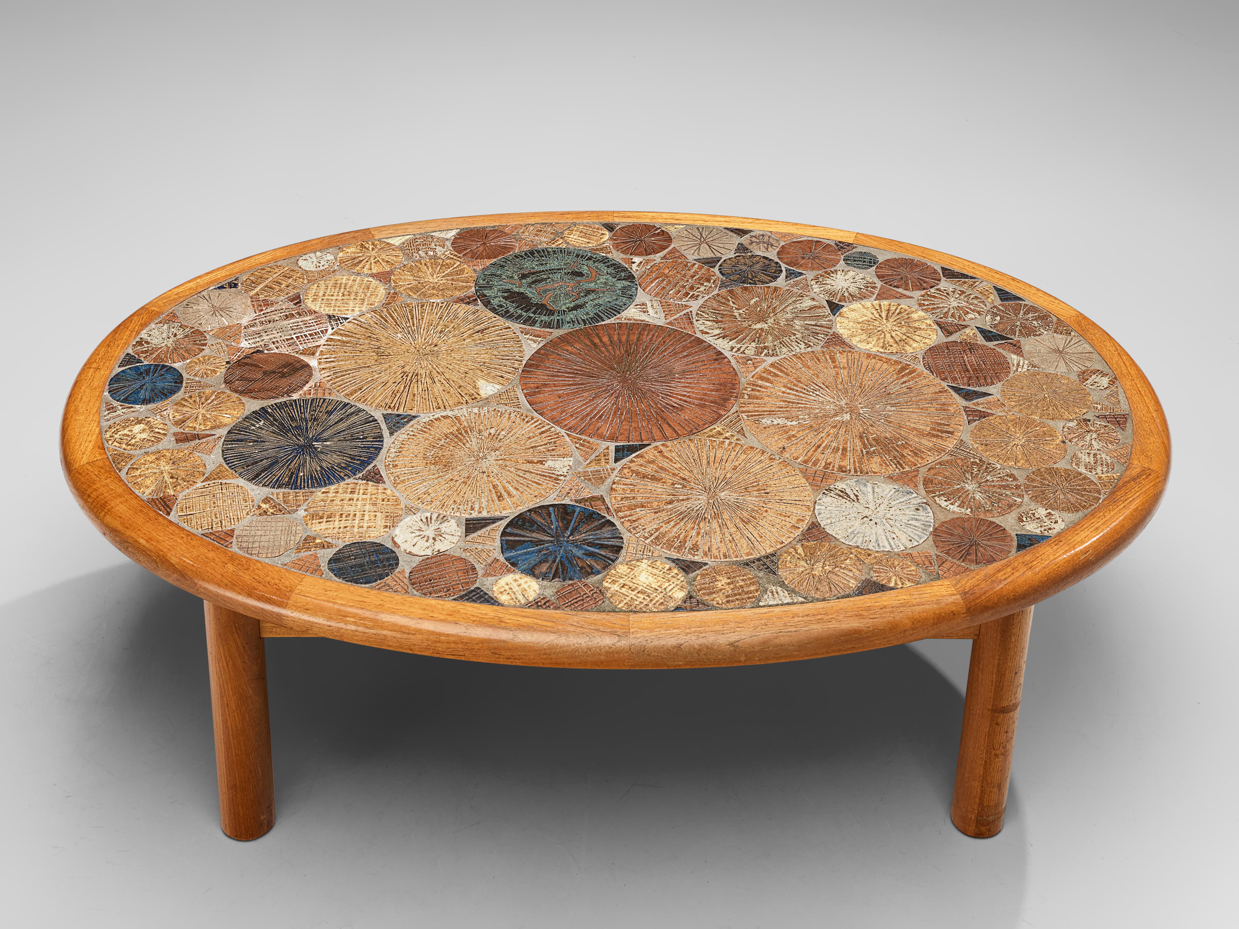 Tue Poulsen for Haslev Møbelsnedkeri Coffee Table with Ceramics In Good Condition In Waalwijk, NL
