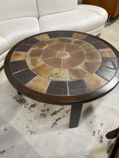 Tue Poulsen for Haslev Møbelsnedkeri Round Tile Top Coffee Table Midcentury