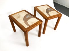 Tue Poulsen for Haslev Møbelsnedkeri Slate, Stainless Steel and Teak Side Tables